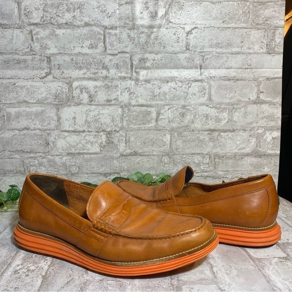 COLE HAAN Size 13M Mens Comfort Penny Loafer Lunargrand Mens Leather BrownOrange - Picture 1 of 7